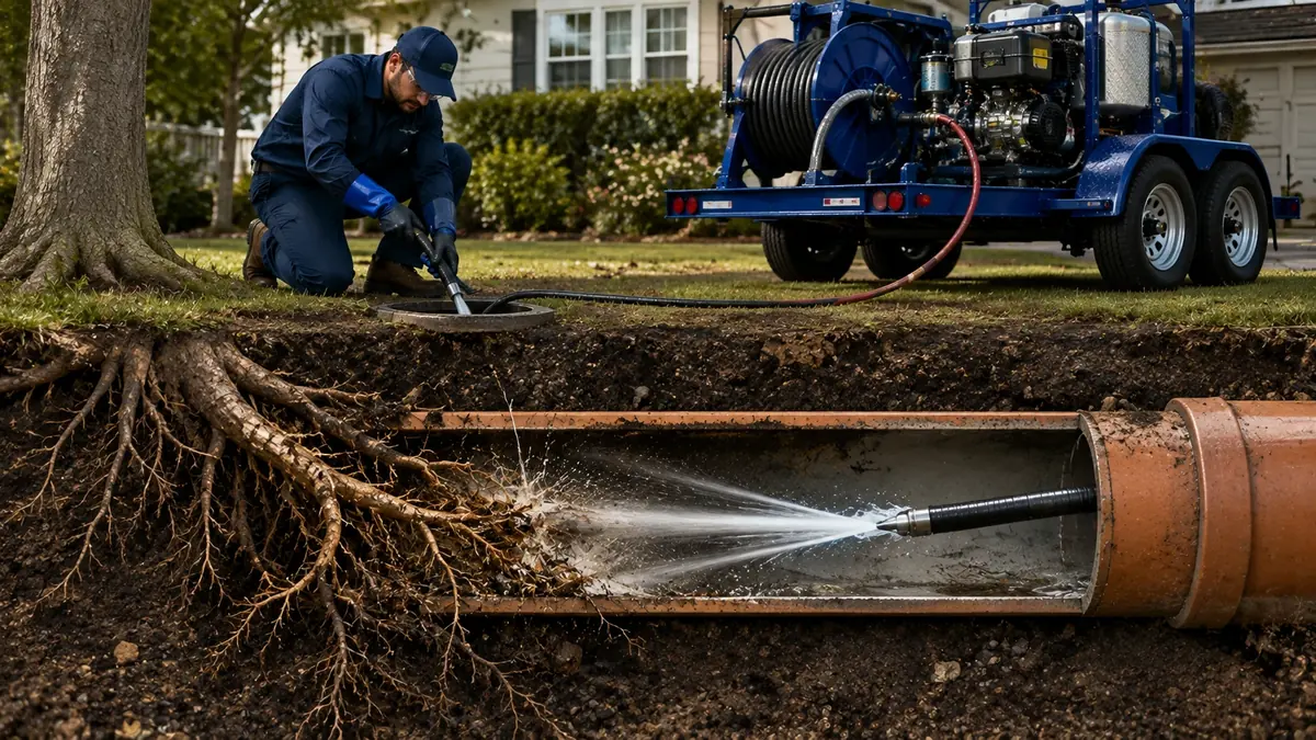 Tree Root Removal with Hydro Jetting in Santa Clarita